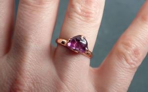 Sapphire   pink polished 14k Rose gold Solitaire gemstone ring 2872