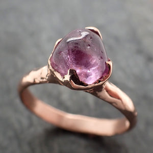 Sapphire tumbled pink tumbled 14k Rose gold Solitaire gemstone ring 2876