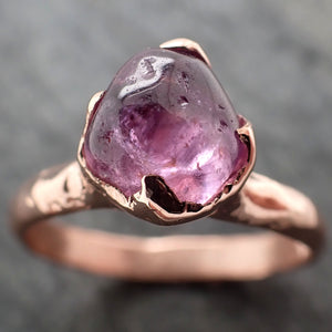 Sapphire tumbled pink tumbled 14k Rose gold Solitaire gemstone ring 2876