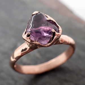 Sapphire tumbled pink tumbled 14k Rose gold Solitaire gemstone ring 2874