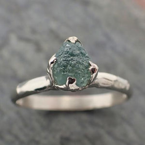 Raw Blue Montana Sapphire 18k White Gold Engagement Ring Wedding Ring Custom Gemstone Ring Solitaire Ring byAngeline 2226