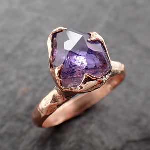 partially faceted purple sapphire 14k rose gold engagement ring wedding ring custom one of a kind gemstone ring solitaire 2537 Alternative Engagement
