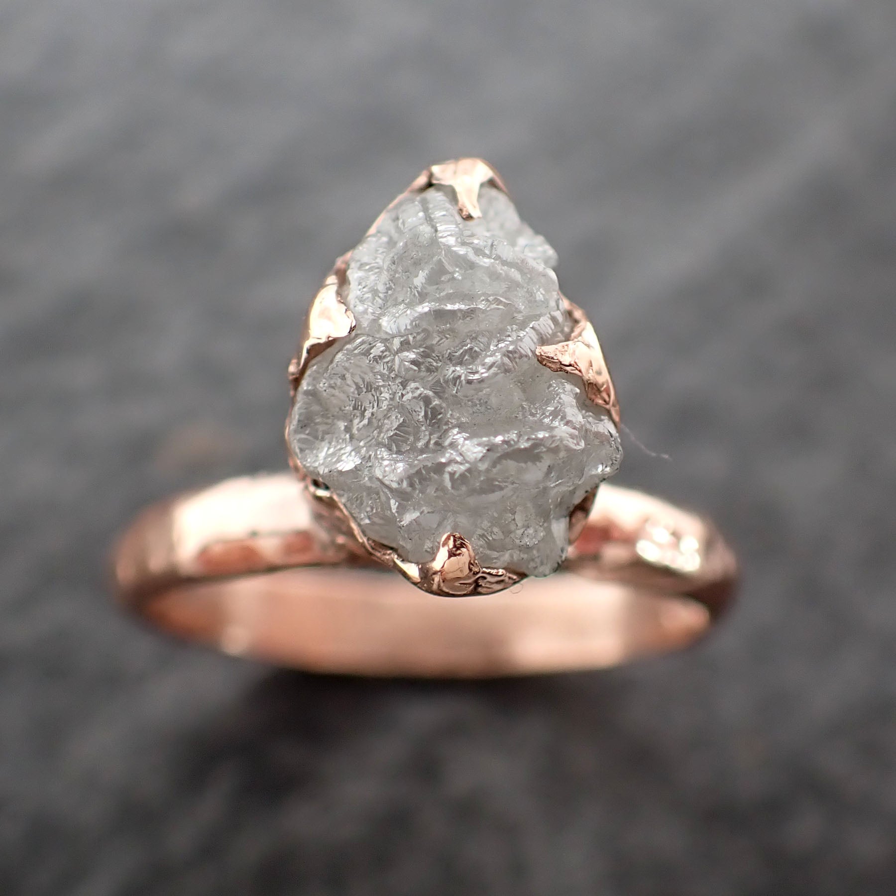 raw diamond solitaire engagement ring rough uncut rose gold conflict free diamond wedding promise 2541 Alternative Engagement