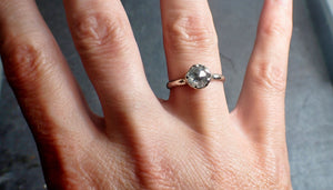 Fancy cut Salt and Pepper Diamond Solitaire Engagement 14k White Gold Wedding Ring Diamond Ring byAngeline 2295