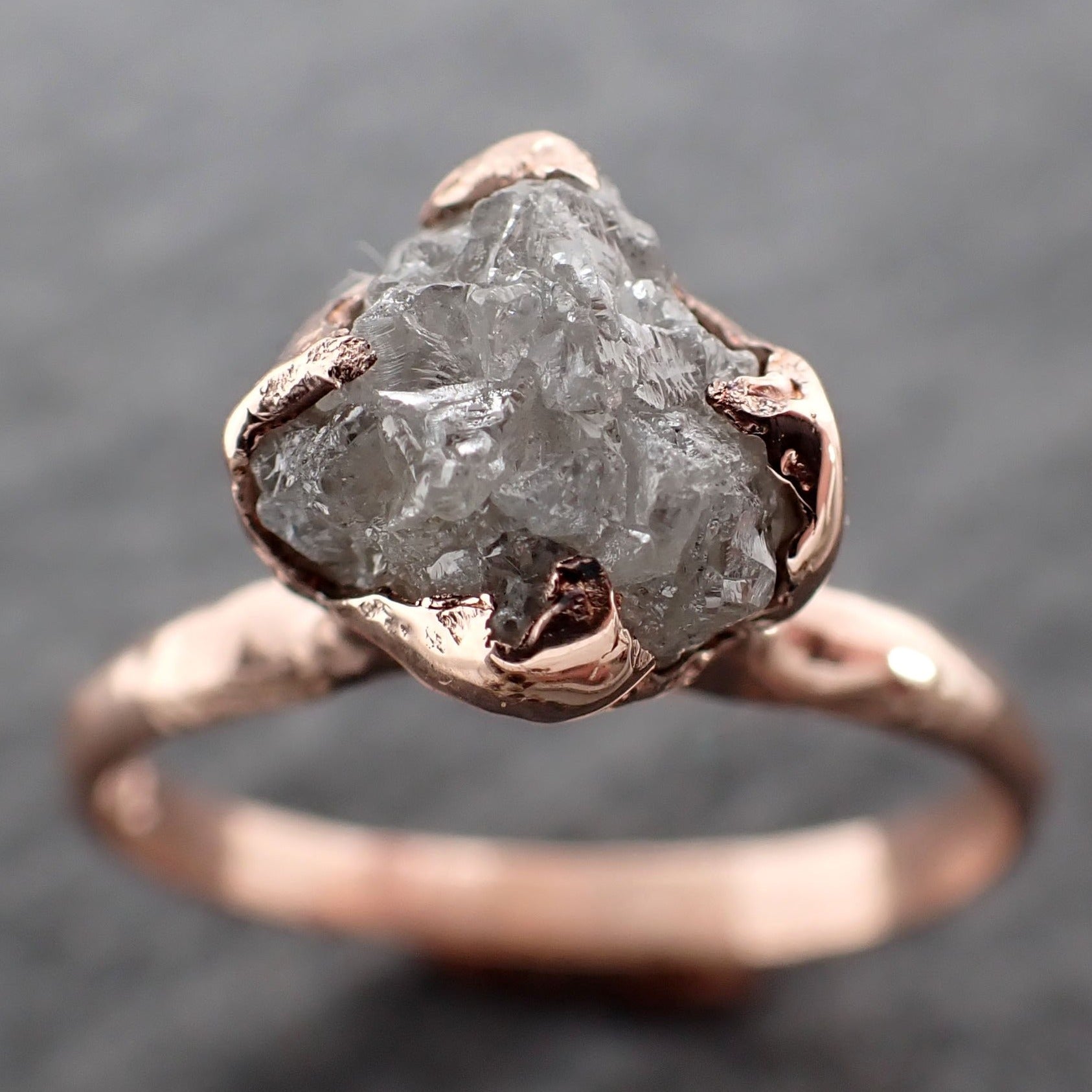 raw diamond solitaire engagement ring rough uncut rose gold conflict free diamond wedding promise 2547 Alternative Engagement