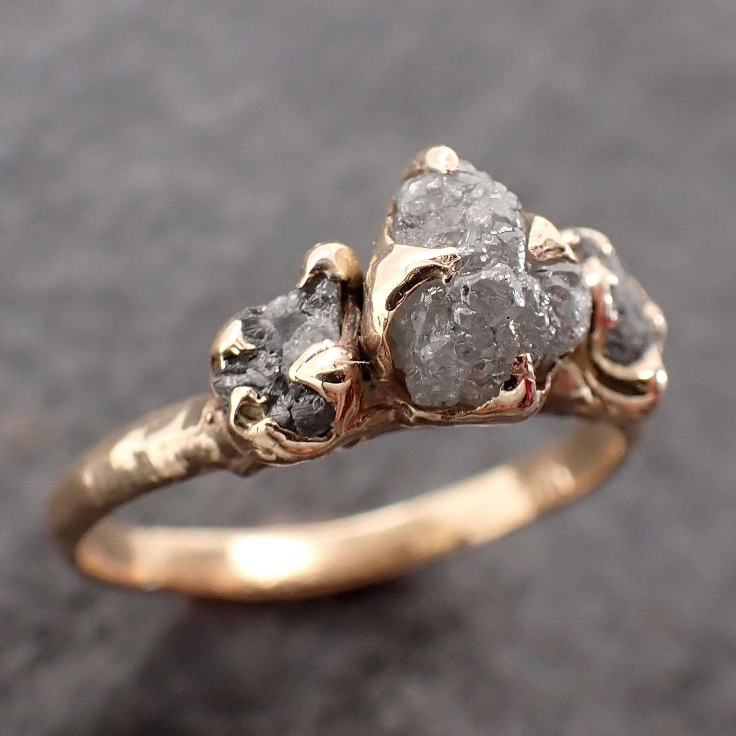 raw rough diamond engagement stacking multi stone wedding anniversary 14k gold ring rustic 2549 Alternative Engagement