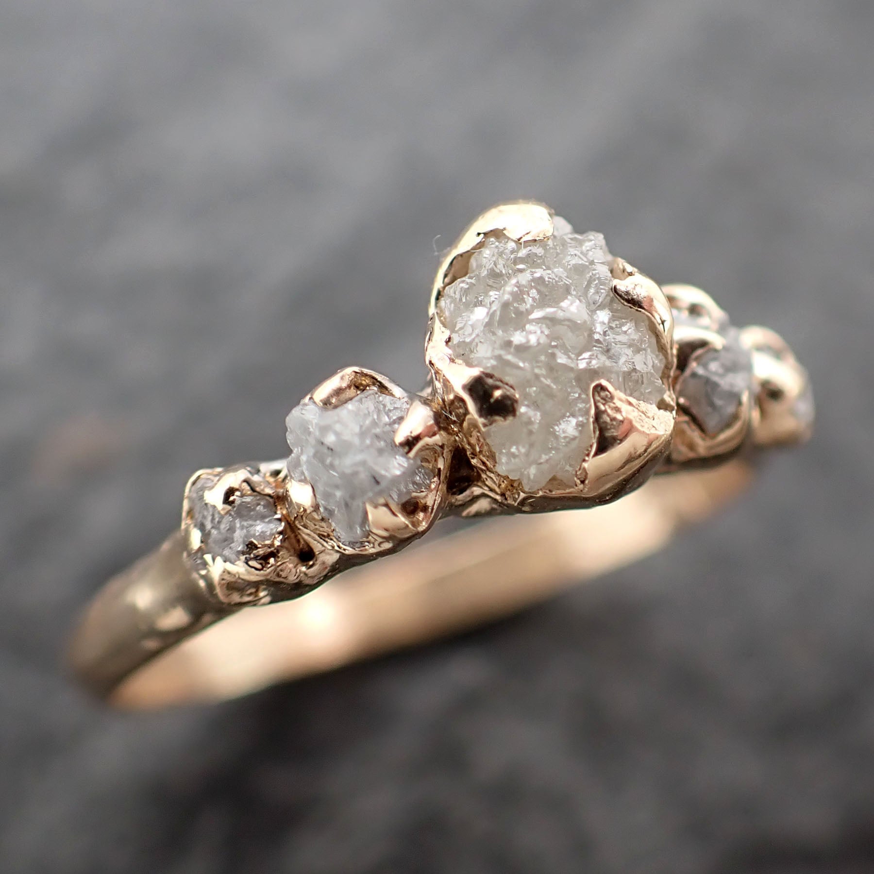raw diamond gold multi stone engagement wedding rough diamond ring 2561 Alternative Engagement