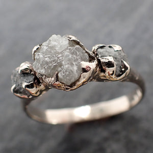 raw rough diamond engagement stacking ring multi stone wedding anniversary white gold 14k rustic byangeline 2563 Alternative Engagement