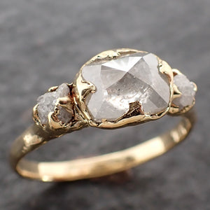 faceted fancy cut white diamond multi stone engagement 18k yellow gold wedding ring byangeline 2567 Alternative Engagement
