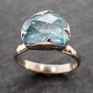 partially faceted aquamarine solitaire ring 14k white gold custom one of a kind gemstone ring bespoke byangeline 2576 Alternative Engagement