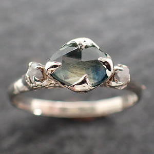 fancy cut montana sapphire diamond 14k white gold engagement ring wedding ring blue gemstone ring multi stone ring 2578 Alternative Engagement