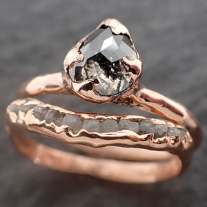 faceted fancy cut salt and pepper diamond solitaire engagement 14k rose gold wedding ring byangeline 2587 Alternative Engagement