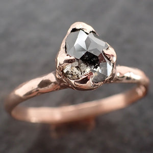 faceted fancy cut salt and pepper diamond solitaire engagement 14k rose gold wedding ring byangeline 2587 Alternative Engagement