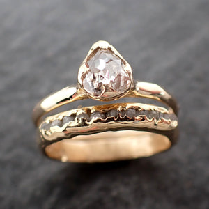 Fancy cut Salt and Pepper Diamond Solitaire Engagement 14k yellow Gold Wedding Ring byAngeline 2602