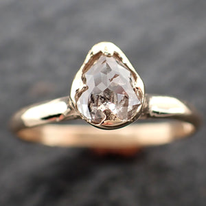 Fancy cut Salt and Pepper Diamond Solitaire Engagement 14k yellow Gold Wedding Ring byAngeline 2602