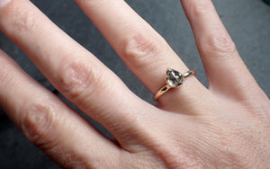 fancy cut salt and pepper diamond solitaire engagement 14k yellow gold wedding ring byangeline 2604 Alternative Engagement