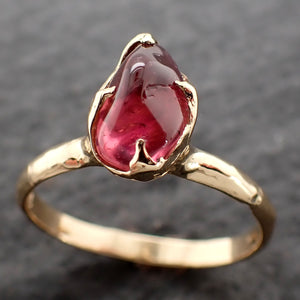 Sapphire tumbled pink tumbled yellow 18k gold Solitaire gemstone ring 2633