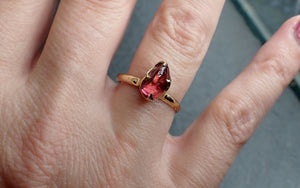 Sapphire tumbled pink tumbled yellow 18k gold Solitaire gemstone ring 2633