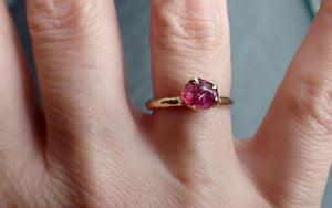 Sapphire tumbled pink tumbled yellow 18k gold Solitaire gemstone ring 2634