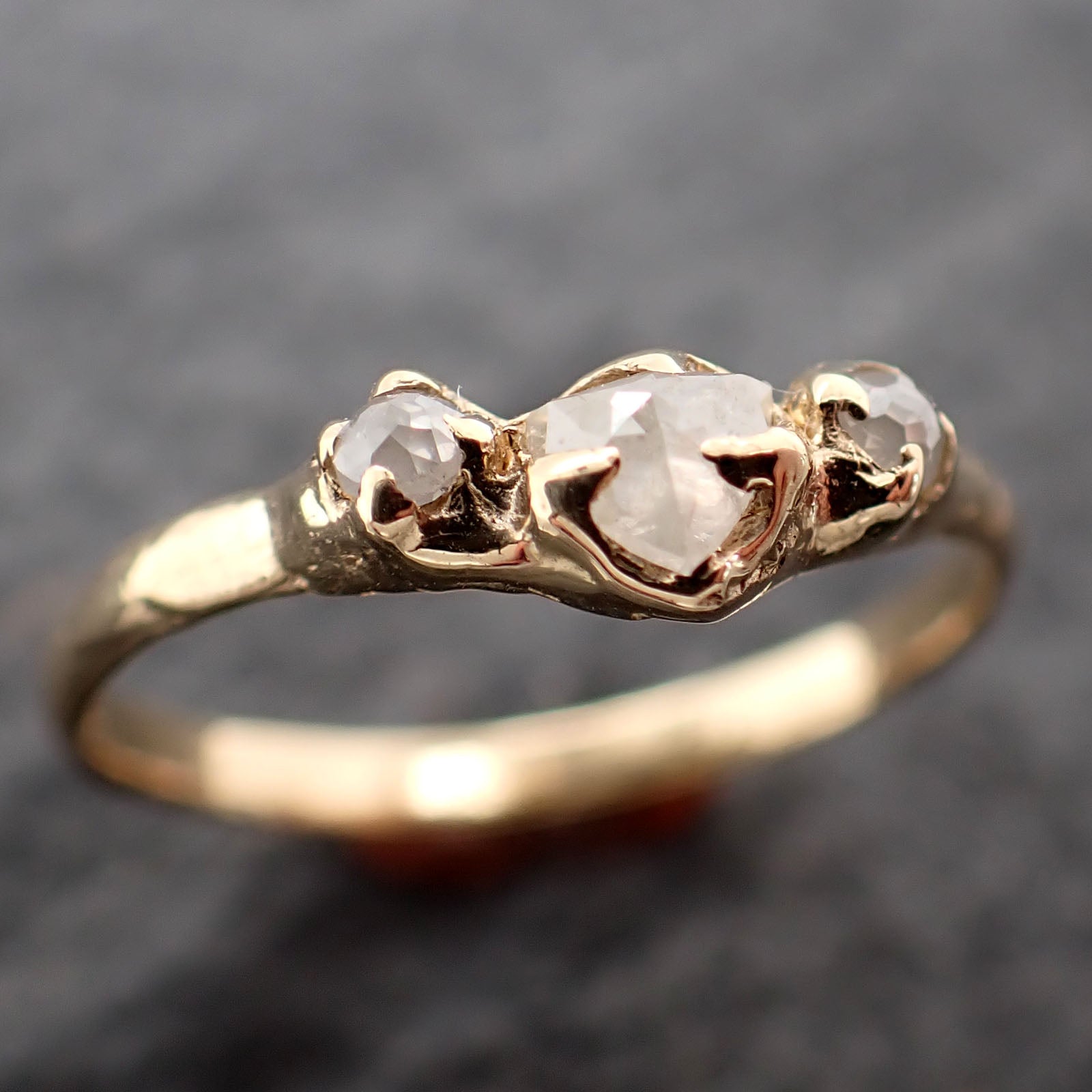 Fancy cut white Diamond Engagement 18k Yellow Gold Multi stone Wedding Ring Stacking byAngeline 2651