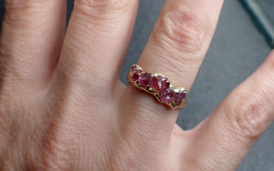 Sapphire tumbled pink tumbled yellow 18k gold multi stone gemstone band 2656