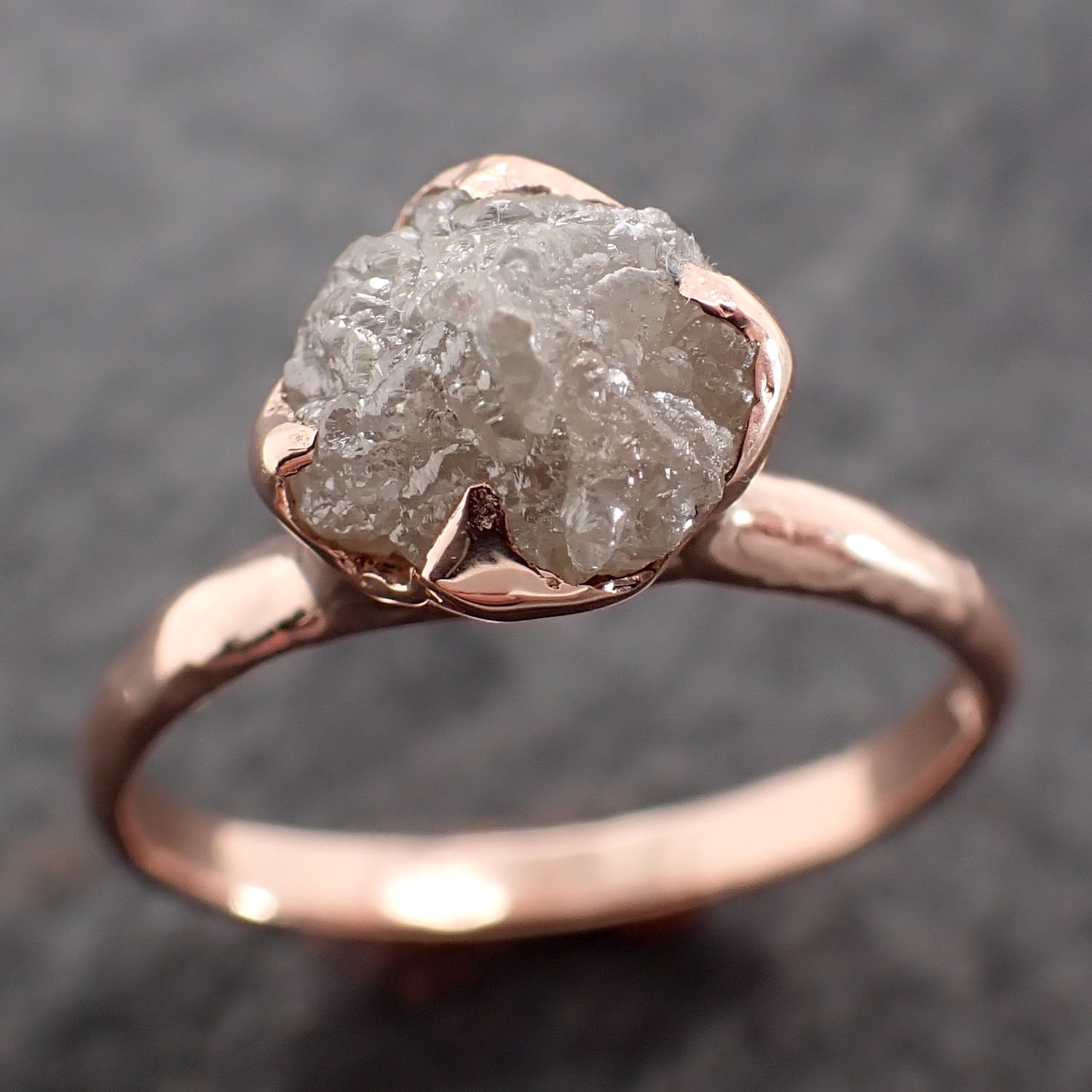 Raw Rough UnCut Diamond Engagement Ring Rough Diamond Solitaire Recycled 14k Rose gold Conflict Free Diamond Wedding Promise byAngeline 2705