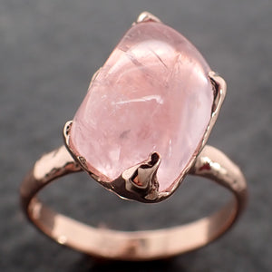 Morganite tumbled Rose 14k gold Solitaire gemstone ring 2687