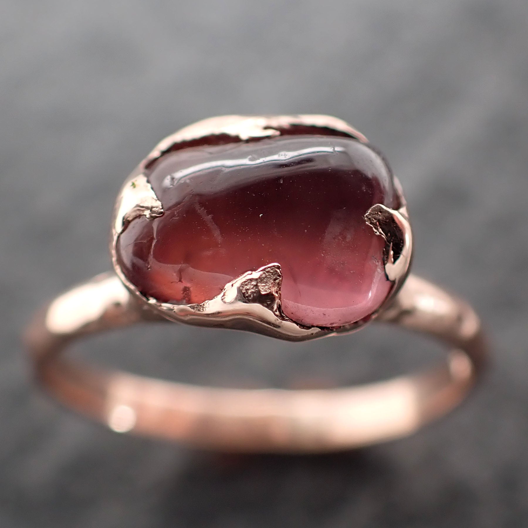 Sapphire  red tumbled 14k Rose gold Solitaire gemstone ring 2711