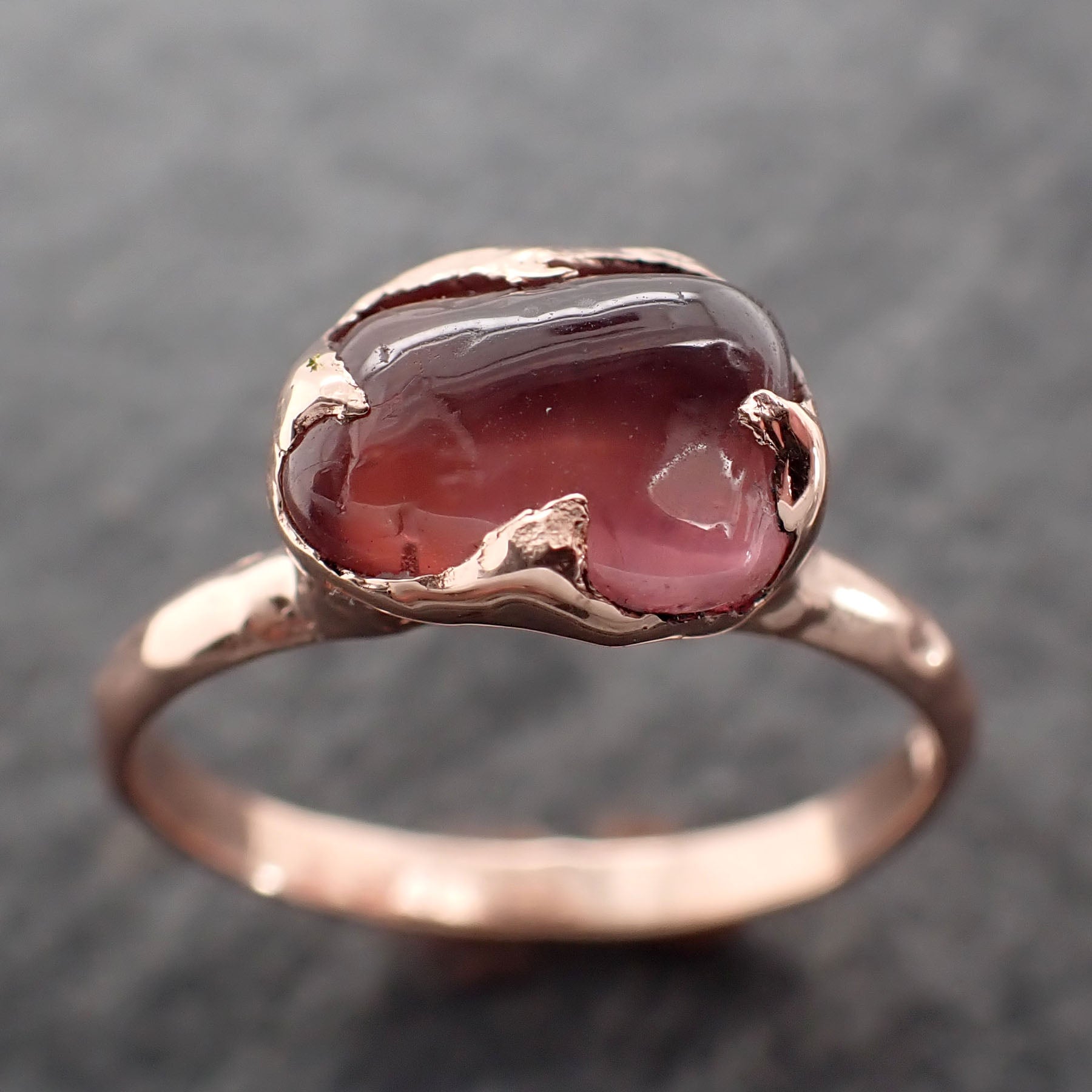 Sapphire  red tumbled 14k Rose gold Solitaire gemstone ring 2711