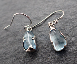 aquamarine pebble candy earrings dangle white 14k 2718 Alternative Engagement