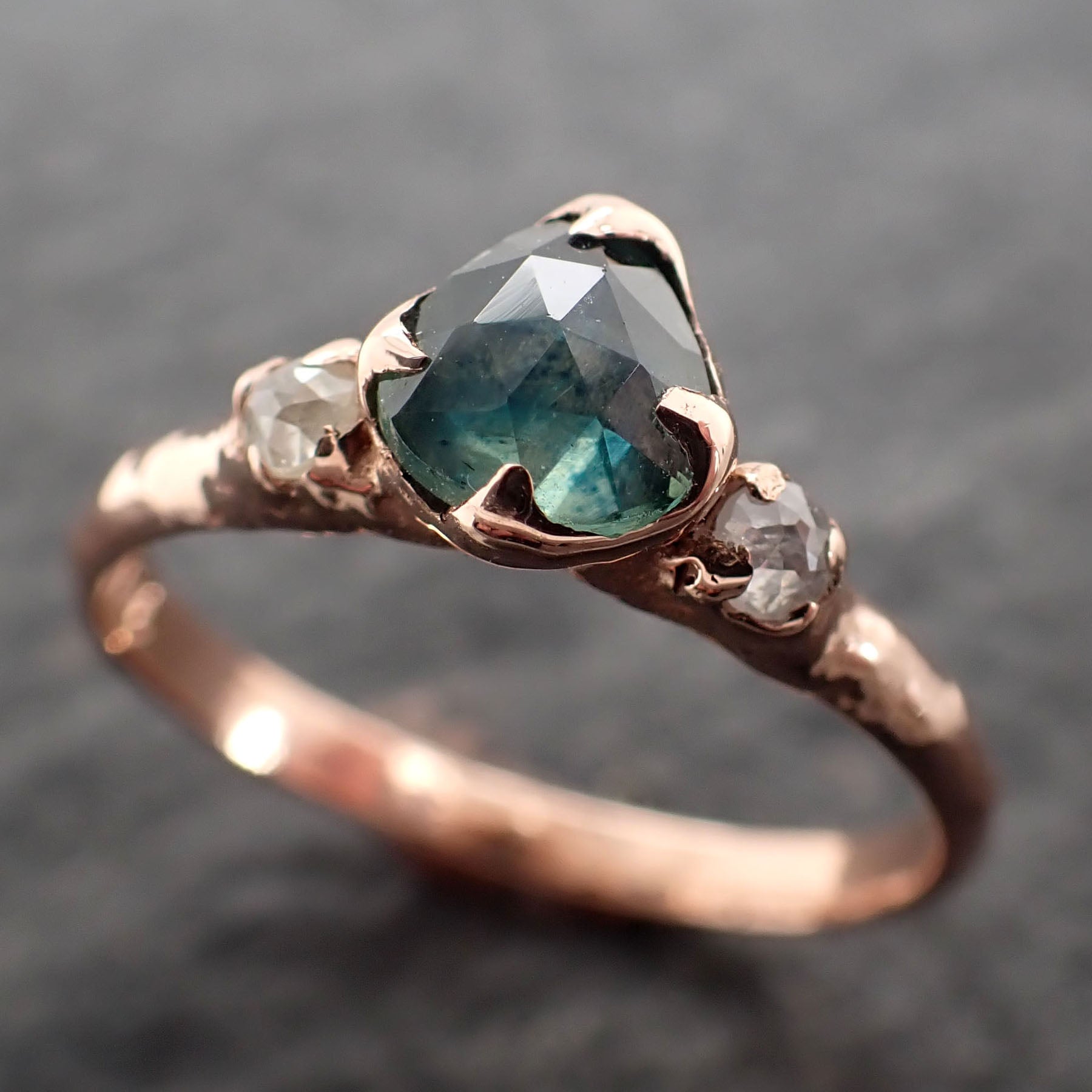 fancy cut light blue montana sapphire and diamonds 14k rose gold engagement wedding ring custom gemstone ring multi stone ring 2759 Alternative Engagement