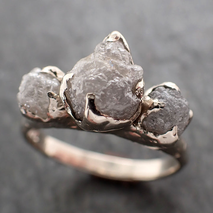 rough diamond 14k white gold engagement multi stone wedding ring byangeline c2905 Alternative Engagement