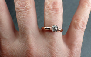 Faceted Fancy cut Salt and pepper Diamond Solitaire Engagement 14k Rose Gold Wedding Ring byAngeline 2911