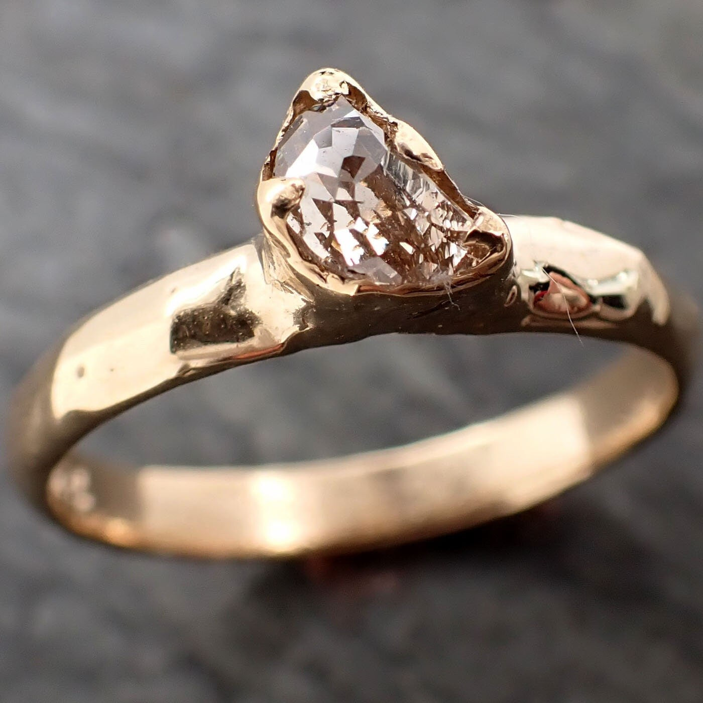 Fancy cut half moon diamond Engagement 18k Yellow Gold Solitaire Wedding Ring byAngeline 2933