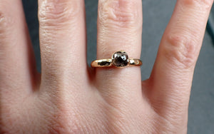Fancy cut salt and pepper Diamond Solitaire Engagement 18k yellow Gold Wedding Ring Diamond Ring byAngeline 2928