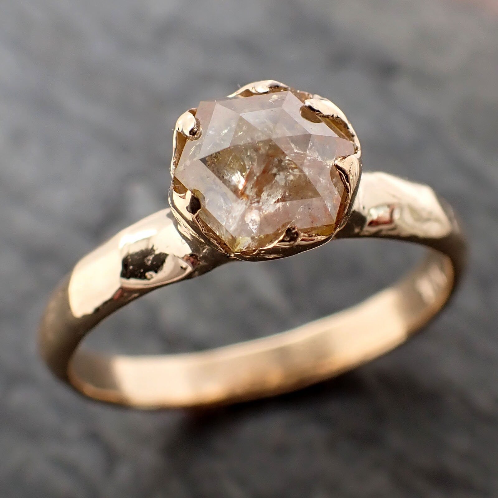 Fancy cut yellow Diamond Solitaire Engagement 18k yellow Gold Wedding Ring byAngeline 2932