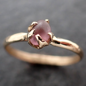 Sapphire Pebble candy yellow 14k gold Solitaire pink polished gemstone ring 3042