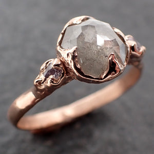Fancy cut Salt and pepper Diamond Engagement 14k Rose Gold Multi stone Wedding Ring byAngeline 3036