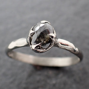 Faceted Fancy cut white Diamond Solitaire Engagement 14k White Gold Wedding Ring byAngeline 3042