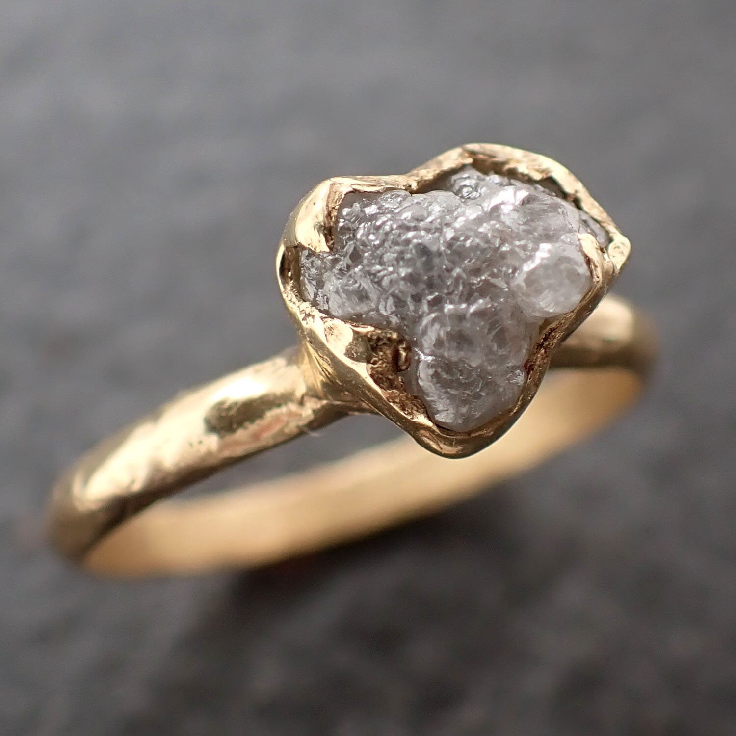 Raw Rough UnCut Diamond Engagement Ring Rough Diamond Solitaire Recycled 18k gold Conflict Free Diamond Wedding Promise byAngeline 3085
