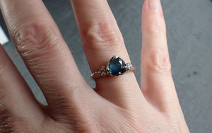 Fancy cut blue Montana Sapphire and fancy Diamonds 14k White Gold Engagement Wedding Ring Gemstone Ring Multi stone Ring 3168