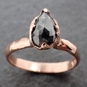 Fancy cut Salt and pepper Solitaire Diamond Engagement 14k Rose Gold Wedding Ring byAngeline 3186