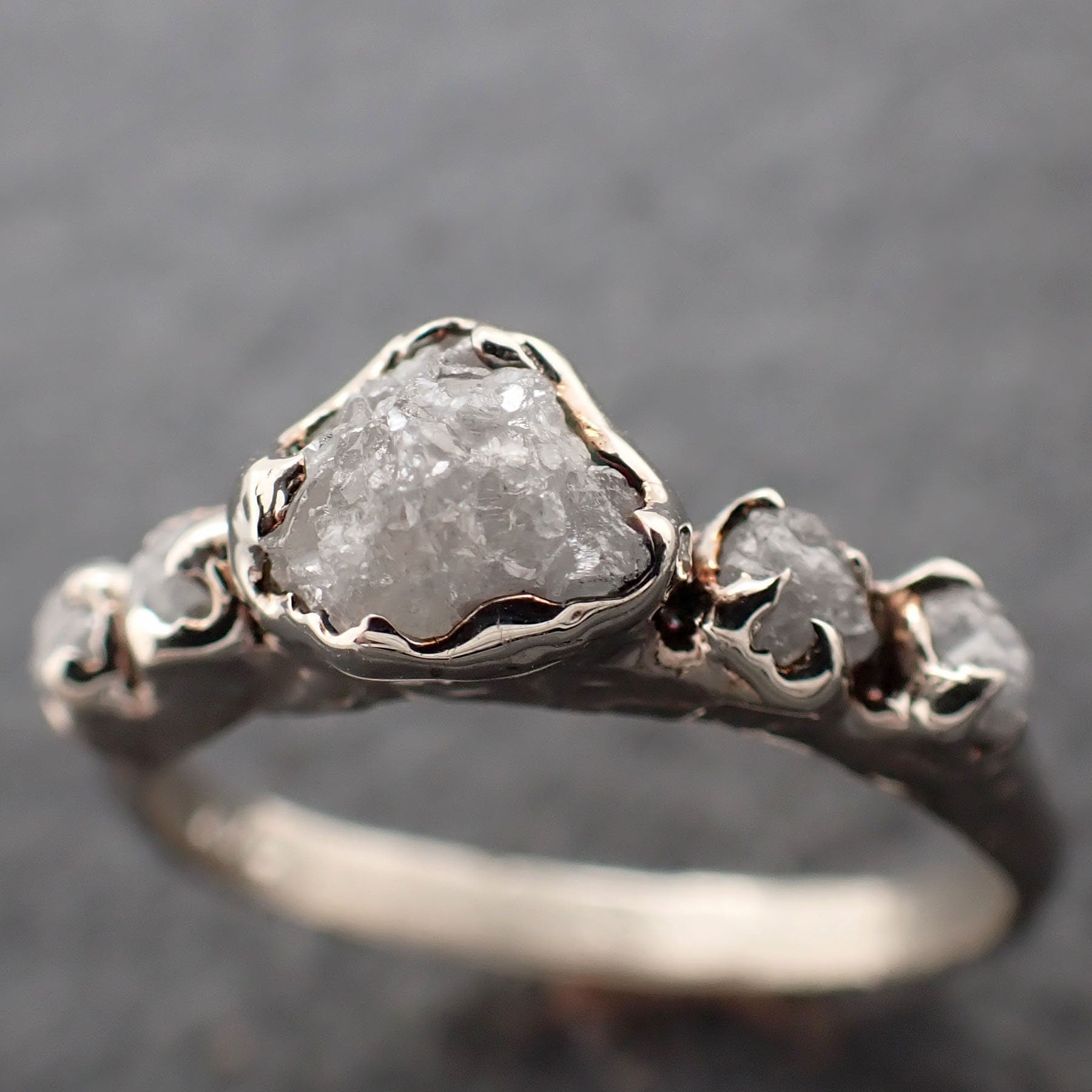 Raw Diamond White gold Engagement Wedding Ring byAngeline 3204