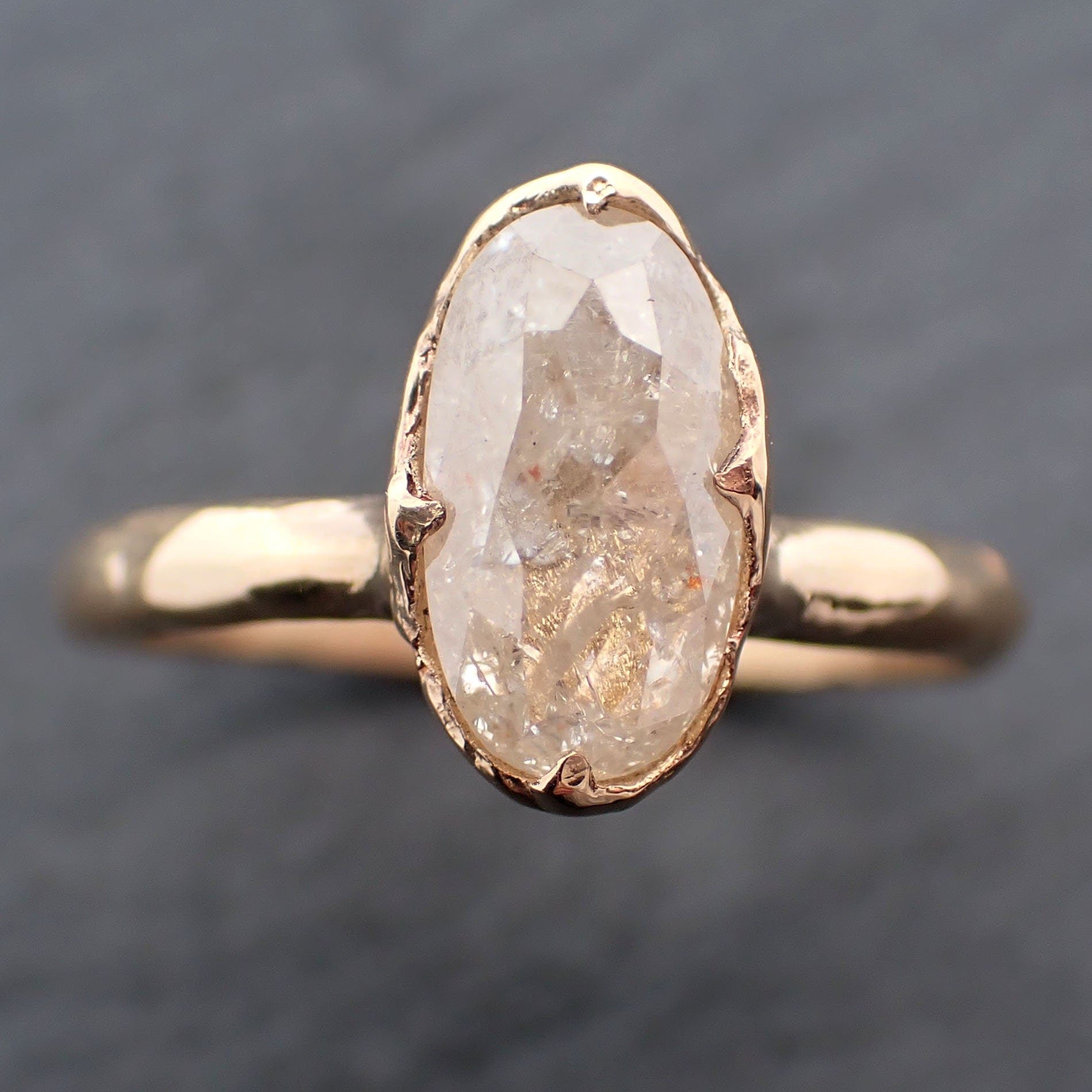 Fancy cut white Diamond Solitaire Engagement 18k yellow Gold Wedding Ring byAngeline 3282