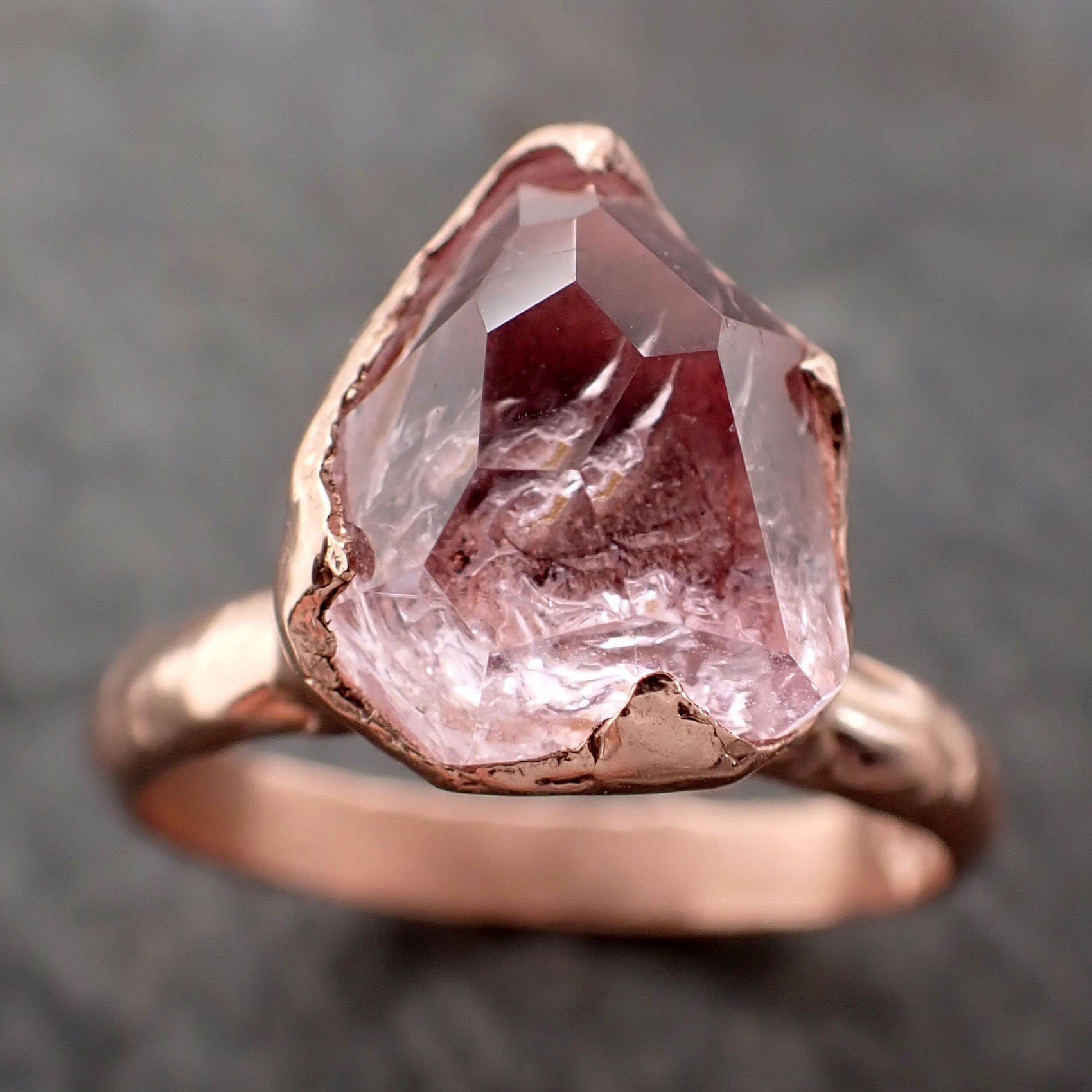 Partially Faceted Topaz Solitaire 14k rose Gold Ring One Of a Kind Gemstone Ring Recycled gold byAngeline 3270