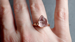 Partially Faceted Topaz Solitaire 14k rose Gold Ring One Of a Kind Gemstone Ring Recycled gold byAngeline 3270