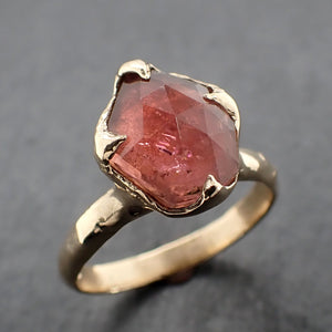 Fancy cut pink Tourmaline Gold Ring Gemstone Solitaire recycled 14k yellow gold statement 3314