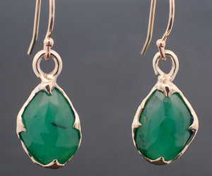 Emerald Fancy cut dangle earrings 14k 3323