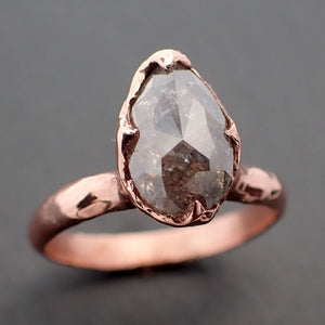 Faceted Fancy cut salt and pepper Diamond Solitaire Engagement 14k Rose Gold Wedding Ring byAngeline 3338