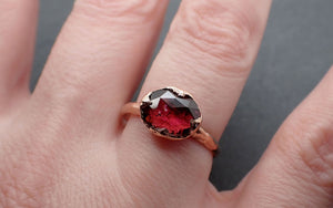 Fancy cut red Tourmaline Rose Gold Ring Gemstone Solitaire recycled 14k statement cocktail statement 3338